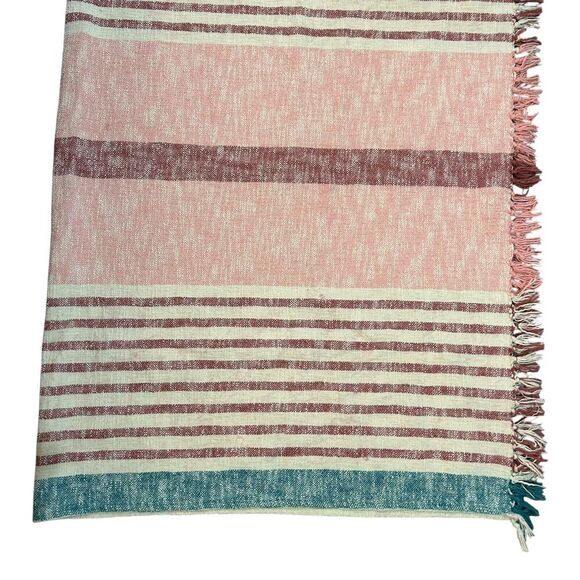 Roller Rabbit Throw Blanket 48" x 68" Woven Tasseled Beach Couch Sofa Striped - Picture 9 of 11